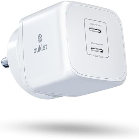 Auklet 45W GaN Fast Wall Charger, with PD & PPS Support, USB 2C, 1A Po