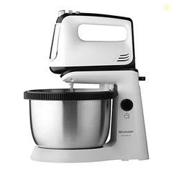 SHARP Stand Mixer EM-S34N-W (300W), 5-Speed, Turbo Mode, 3.4L SS Bowl,
