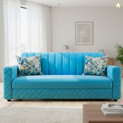 WAKESURE Premium Quality Velvet Fabric 3 Seater  Sofa Price in India -