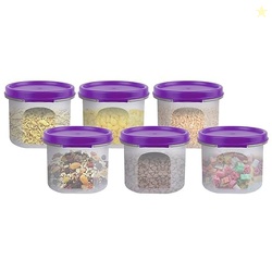 SIMPARTE Smart Slim Storage 250 ML (Set of 6) Air-Tight Plastic Round