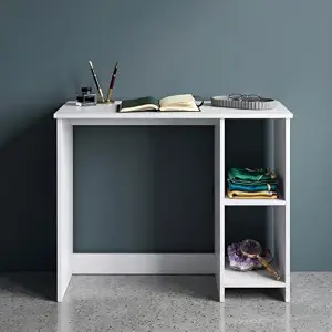Luna Compact Study Table & Vanity Desk with 2-Tier Side Shelves - Mode