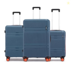 Helium 3-Piece Luggage Set Blue Polypropylene Hard Shell Suitcase Set