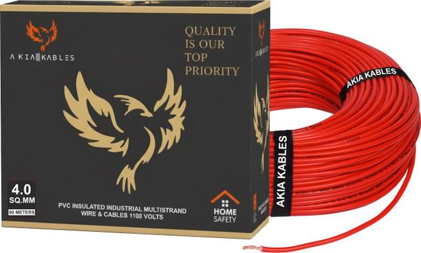 AKIA KABLES 4.0 sqmm COPPER |90 MTR| FR PVC |Multi Strand | Electrical