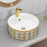 Plantex Ceramic Wash Basin for Bathroom/Tabletop Wash Basin/Round Coun