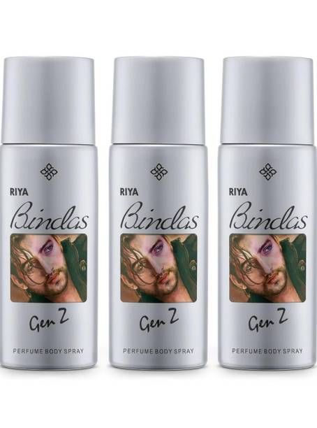RIYA BINDAS Grey Deodorant |150 ML Each Deo | Body Spray For Men - Pac