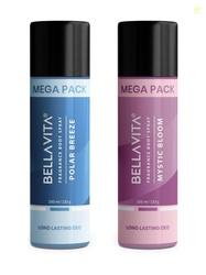 BELLAVITA Polar Breeze & Mystic Bloom Deodorant Combo|2x200ml|Lon...mo