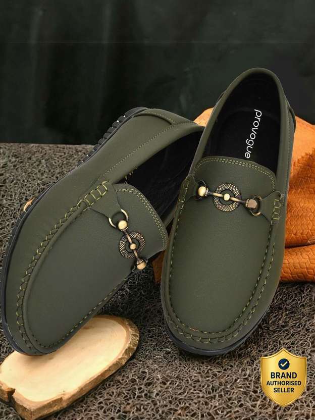 PROVOGUE Casual Loafers For Men (Olive , 8)