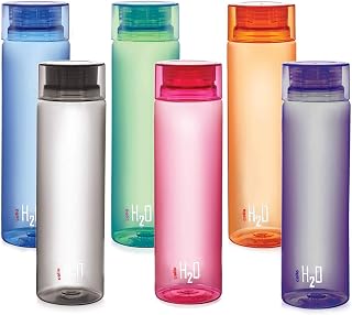 CELLO H2O Water Bottles Set of 6 Pcs For Daily Use, 1000ml Each Multic