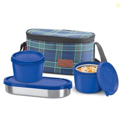 Decker Lunch Box with Insulated Fabric Jacket, 2 Inner Stainless Steel