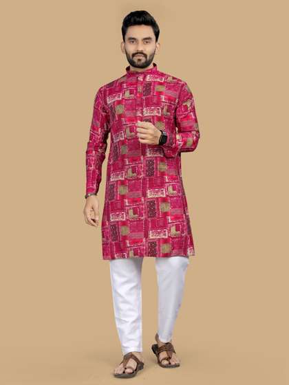 DHRUVIL IMPEX Printed Mandarin Collar Kurta