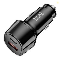 boAt 55W Car Charger with Dual Port USB-A and USB-C; Supports QC, PD &