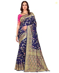 Glory Sarees Womens Banarasi Silk Saree With Blouse Piece (Kara164_Par