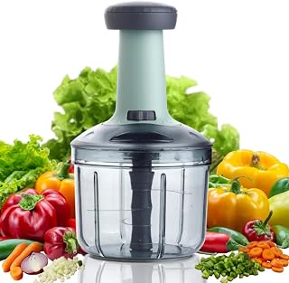 DDecora DDecora Stainless Steel Manual Chopper with lid Cover (Saffron