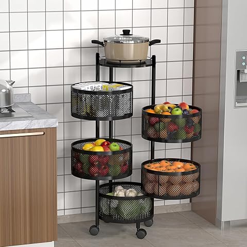 Storage Rack | 360 Revolving Vegetable Kitchen Rack | Round Multipurpo