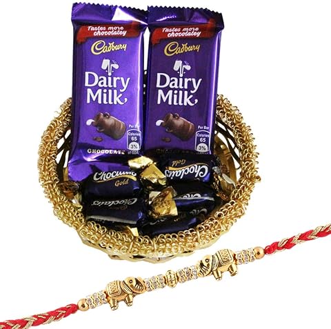 SFU E Com Designer Elephant Rakhi with Chocolate Gift Hamper for Broth