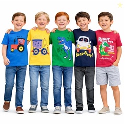 T2F Boys Cotton Regular fit T-Shirts Pack of 5 |Soft Cotton Breathable