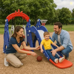 Amazon Brand - Solimo 3-in-1 Garden Castle Slide & Swing for Indoor &
