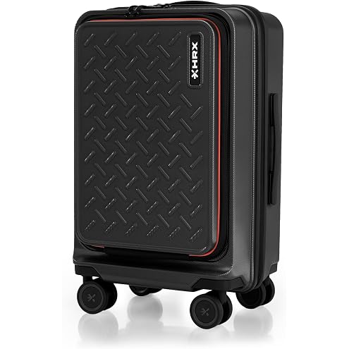 HRX Transit Cabin Size Black Polycarbonate Hard Shell Suitcase with Fr