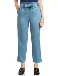 Women Tapered Paper Bag Trousers (High Rise Ankle Length | with Self F