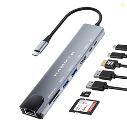 HAMMER 8-in-1 USB-C Hub | 100W PD Charging, 5Gbps Data Transfer, HDMI