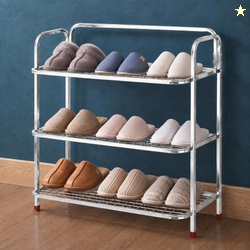 Plantex Stainless Steel Shoe Rack for Home/3 Tier Slipper Stand for Ho