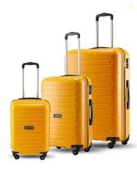 Loop 3Pc Set Yellow Polypropylene Hard Travel Suitcase - Suitcase for