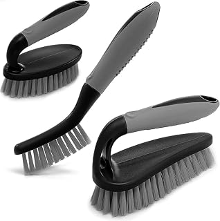 KROYWEN Scrub Brush Set of 3pcs-Cleaning Shower Scrubber with Ergonomi