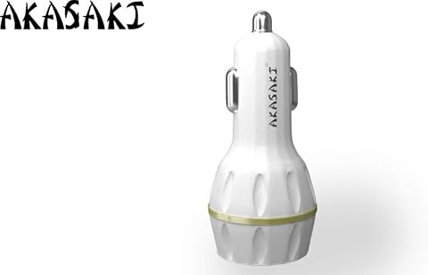 Akasaki AC-26 Dual Port Car Charger with Data Cable (White)