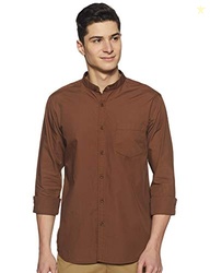 Amazon Brand - Symbol Men's Cotton Shirt | Chinese Collar | Casual | P