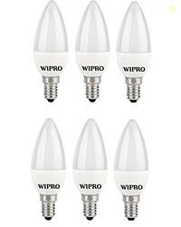 wipro Garnet Base E14 3-Watt LED Bulb (Yellow) - Pack of 6
