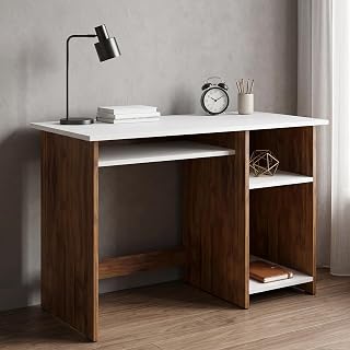 Sync Study Table with Keyboard Tray & 2-Tier Bookshelf - Dual-Tone Mod