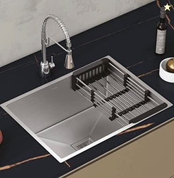 HAPPY HOMES 304 Stainless Steel Kitchen Sink (24X18X10 Inch), Matte Sa