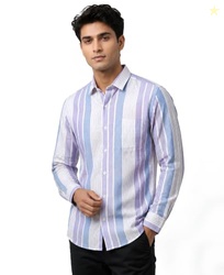 Men's Full Sleeve Striped Shirt | Spread Collar | Regular Fit | Casual