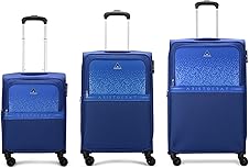 Aristocrat Drift Set of 3 Soft Case (S+M+L) Trolley Bags, Blue | 8-Whe