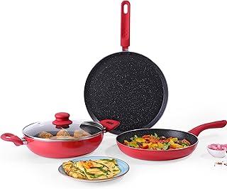 Milano Non-stick Cookware 4 Pc Set | Dosa Tawa, Fry Pan, Kadhai for cu