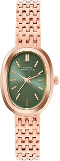 Sunray Green Oval Dial with Rose Stainless Steel Strap Watch for Women