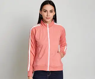 Amazon Brand - Symbol Women Cotton Blend High Neck Full Zipper Regular