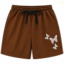 Women's Butterfly Print Cotton Choclate Colour Shorts Pack -1