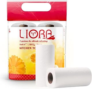 Liora 2 Ply Kitchen Tissue/Towel Paper Roll | 200 Pulls | 100 Pulls x
