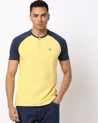 Teamspirit Regular Fit Henley T-Shirt with Contrast Raglan Sleeves