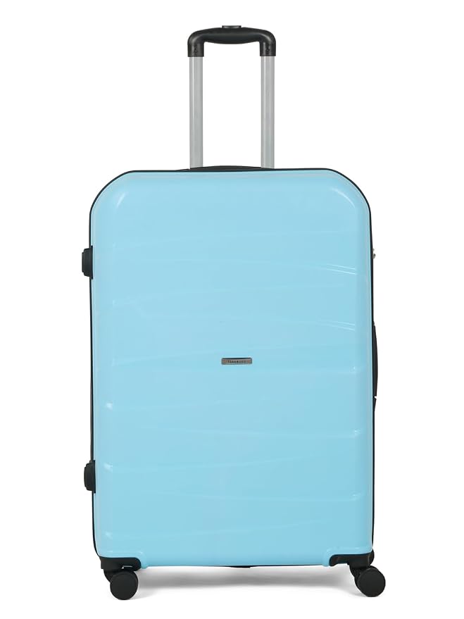 Teakwood Medium Check in Size 8 Wheels Trolley Bag, Hard Cabin with Zi