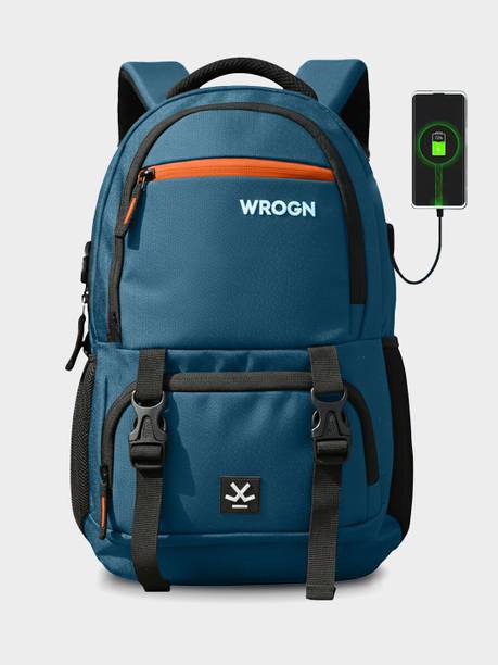WROGN Large 40 L Laptop Backpack with Port and Rain Cover Blue