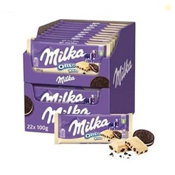 Milka Oreo White Chocolate Bar, 100g - Smooth Alpine Milk Chocolate wi