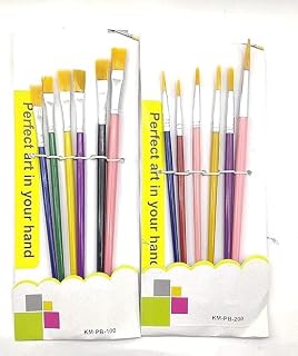 FREEDY Paint Brush Combo 6 Flat or 6 Round, Wood, Nylon A
