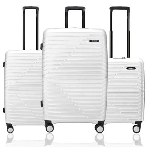 HRX Kyoto 3-Piece Luggage Set White Polypropylene Hard Shell Suitcase
