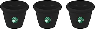 TrustBasket UV Treated Plastic Round Pot (6 Inches) -Black Color - Set