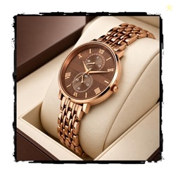 STYLEDOSE Women's Luxury Black Analog Watch  Rose Gold Roman Numerals