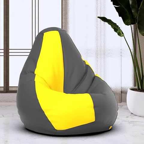 Bean Bag Chair Cover | Size: 0XL | Color: Dark-Grey Yellow | Without B