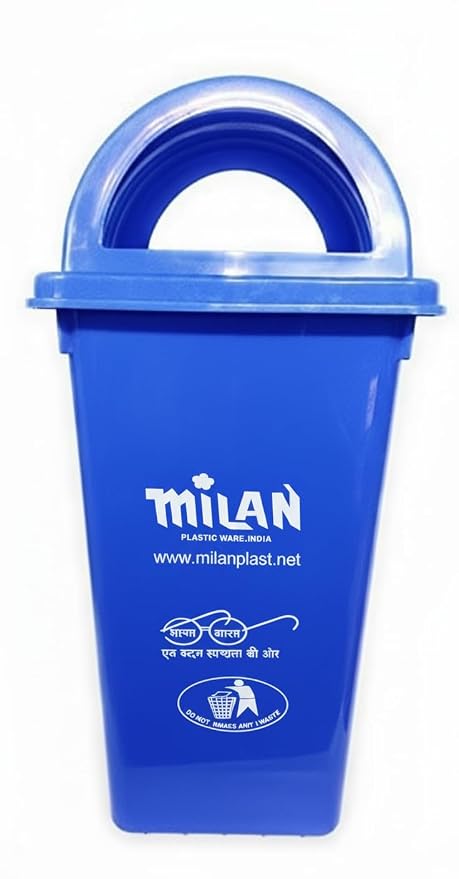Milan Plastic Garbage Dustbin With Dome Lid 60 Litre Blue