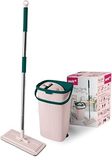 Hands-Free Squeeze Microfiber Flat Spin Mop System 360 Flexible Head (